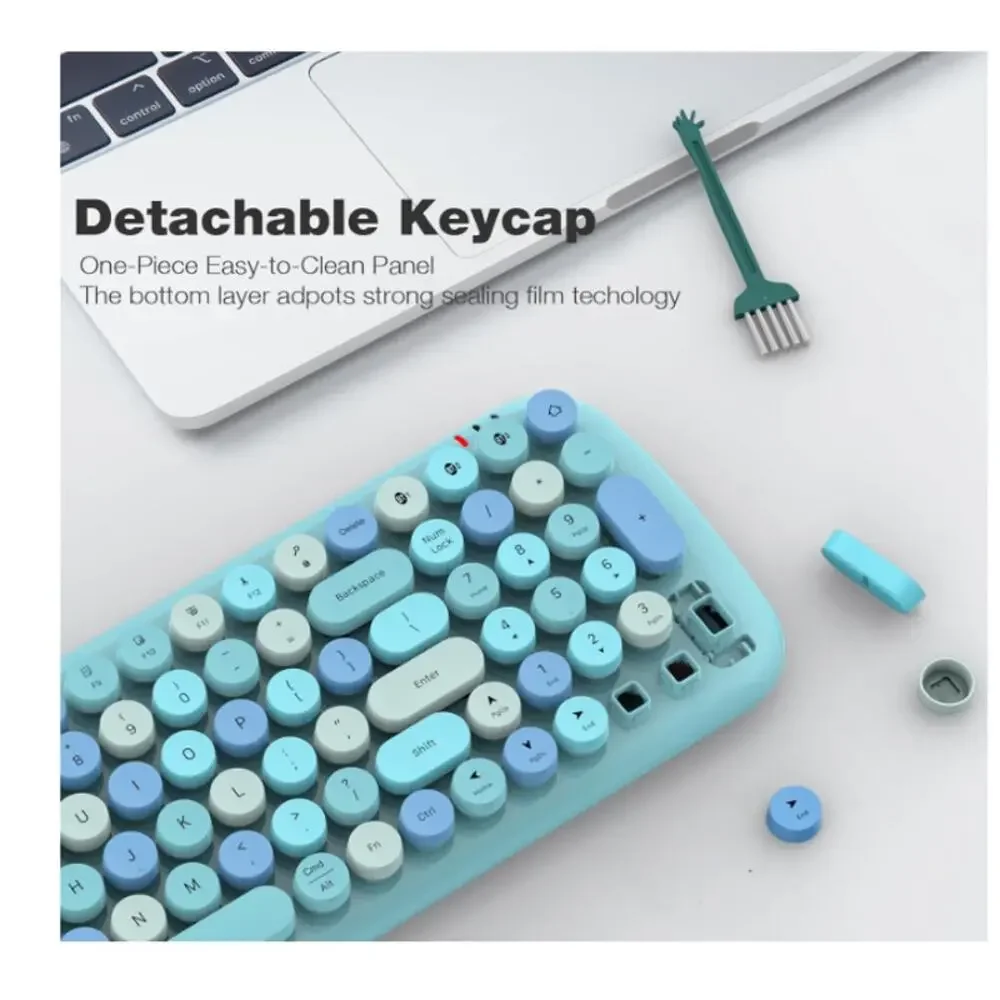 Bluetooth Keyboard Wireless Round Keycaps Windows, PC, Tablet, iPad, iPhone